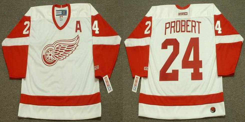 2019 Men Detroit Red Wings #24 Probert White CCM NHL jerseys